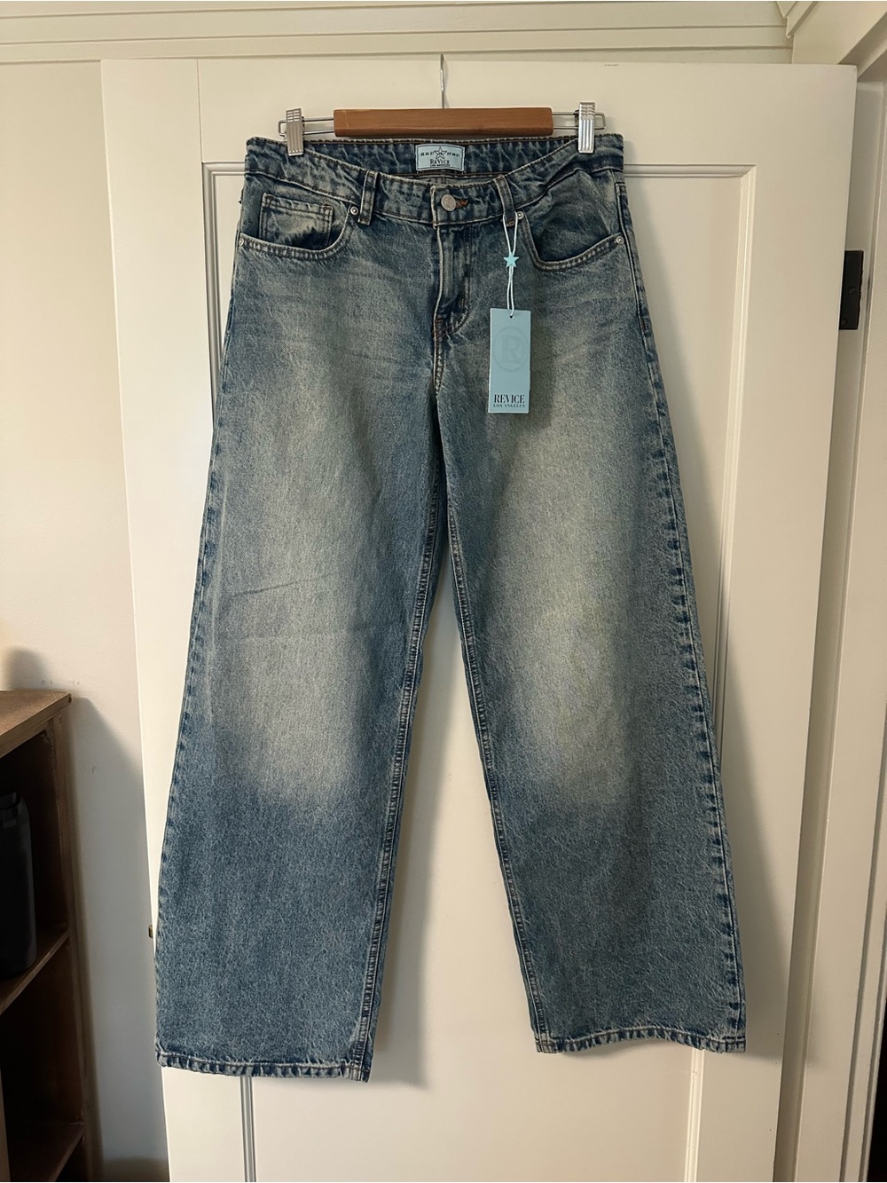NWT REVICE TLC Relaxed Wide-Leg Jeans in Ocean Ave light blue